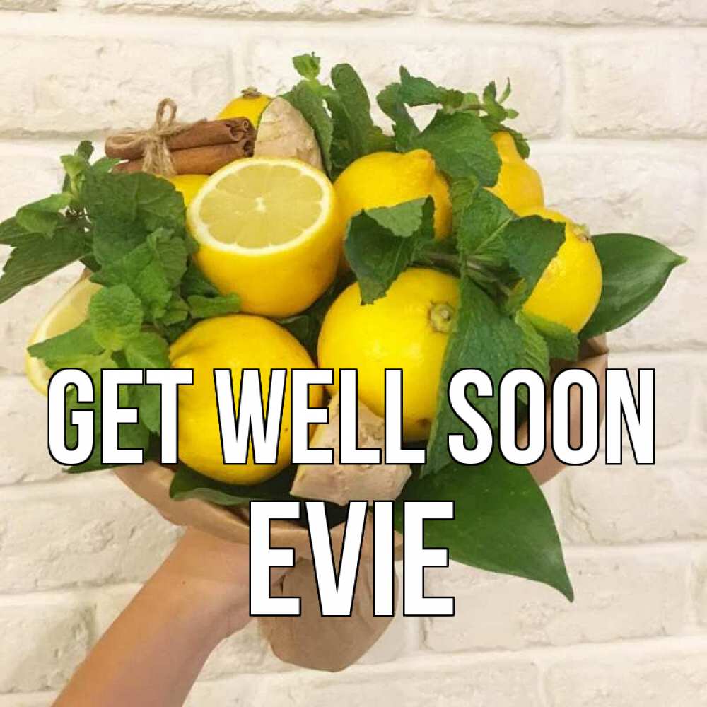 Greetings card с именем, Evie Get well soon витамины Greetings with text for free download 