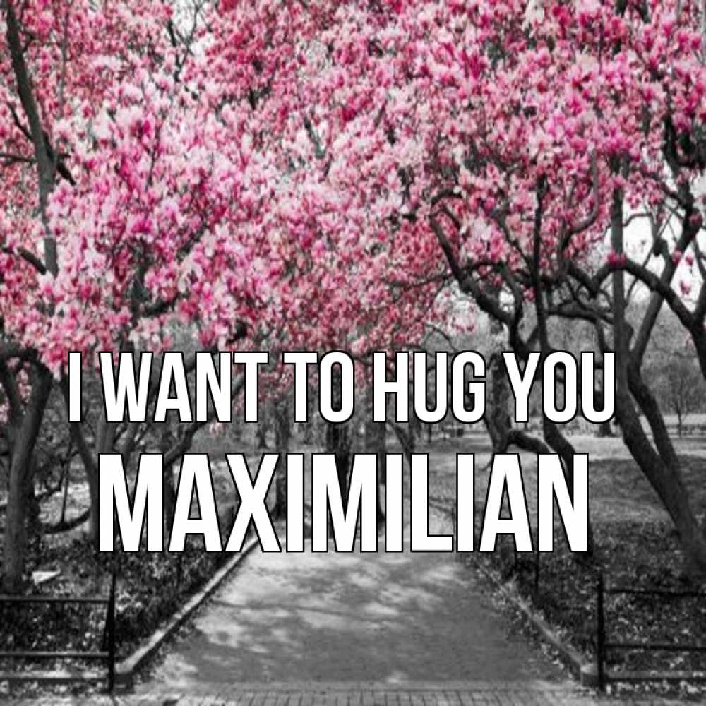 Greetings card с именем, Maximilian I want to hug you обработанное фото Greetings with text for free download 