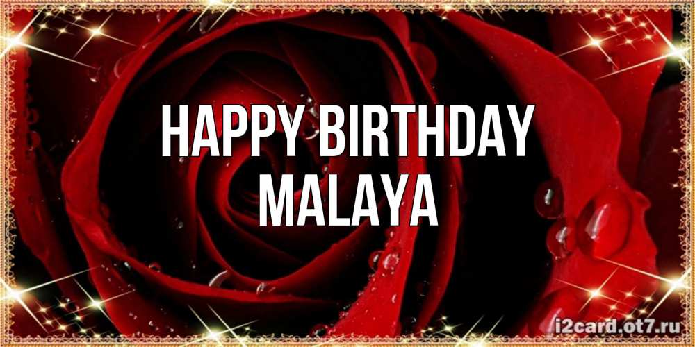 Greetings card с именем, Malaya Happy Birthday цветок в росе на день рождения Greetings with text for free download 