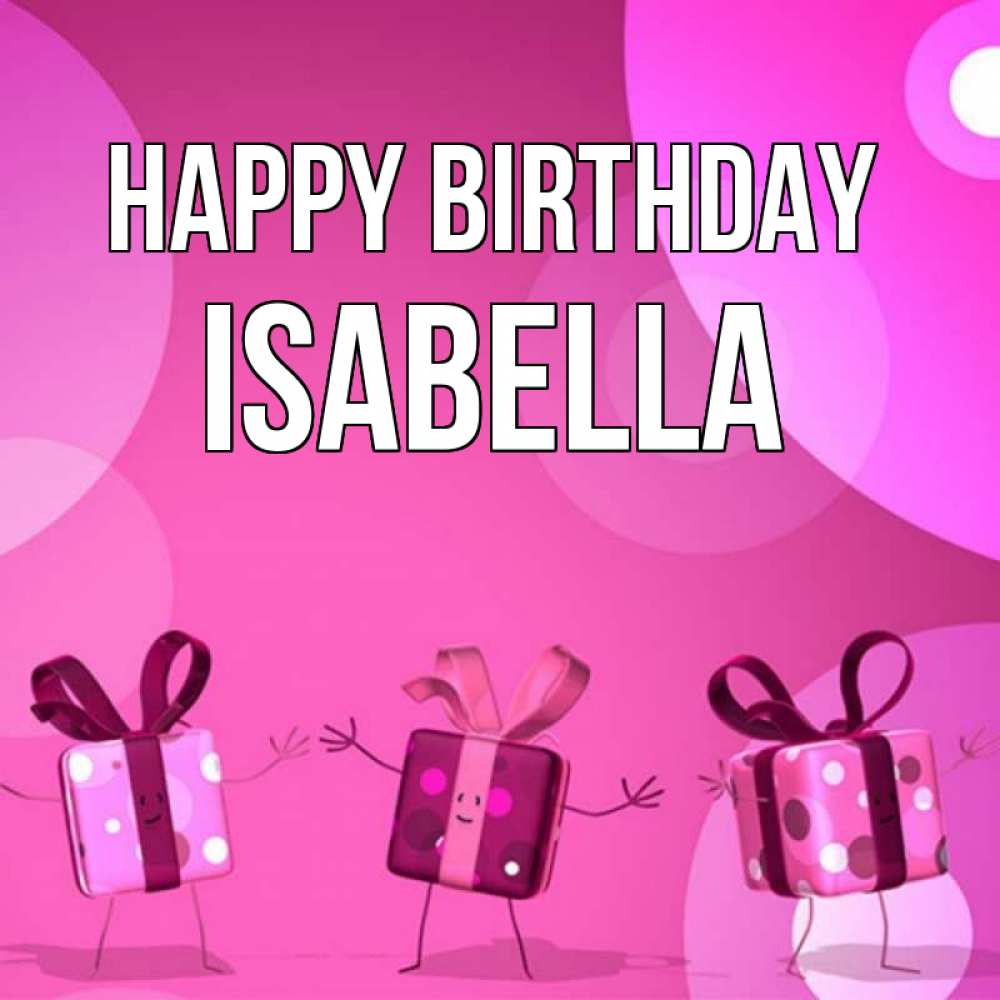 Greetings card с именем, Isabella Happy Birthday подарки с ножкам Greetings with text for free download 