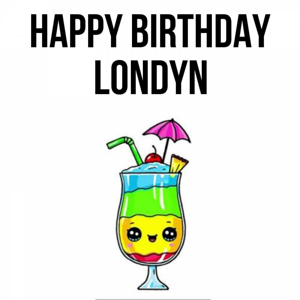 Greetings card с именем, Londyn Happy Birthday с зонтиком Greetings with text for free download 