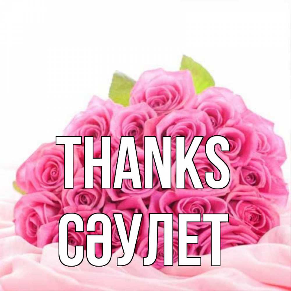 Greetings card с именем, СӘУЛЕТ Thanks розовые розы с подписью Greetings with text for free download 
