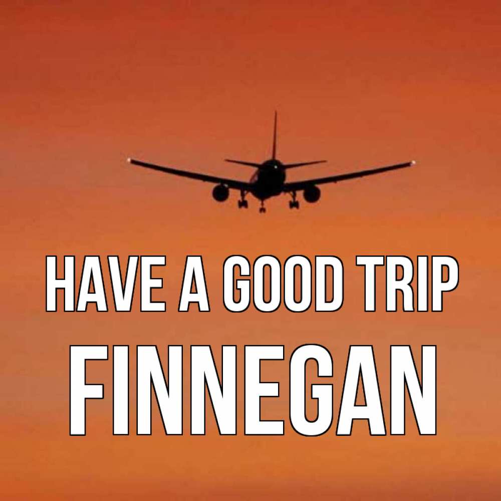 Greetings card с именем, Finnegan Have a good trip силуэт самолета Greetings with text for free download 