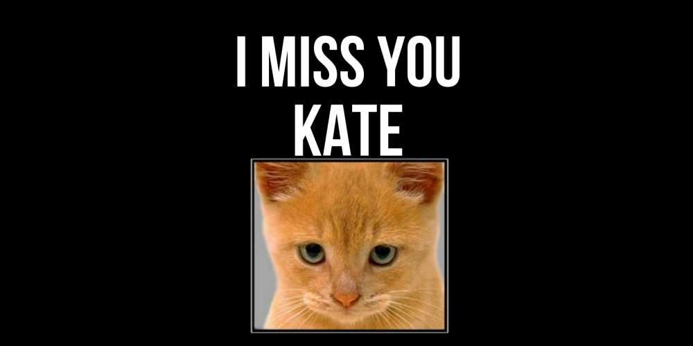 Greetings card с именем, Kate I miss you открытки рыжий котенок скучает по тебе Greetings with text for free download 