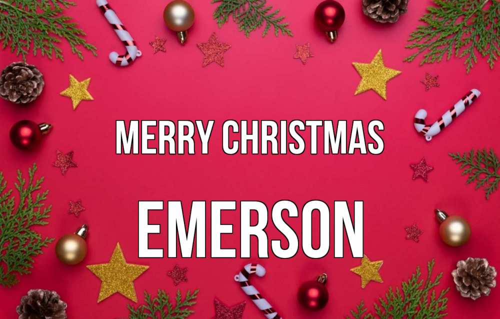 Greetings card с именем, Emerson Merry Christmas с рождеством Greetings with text for free download 