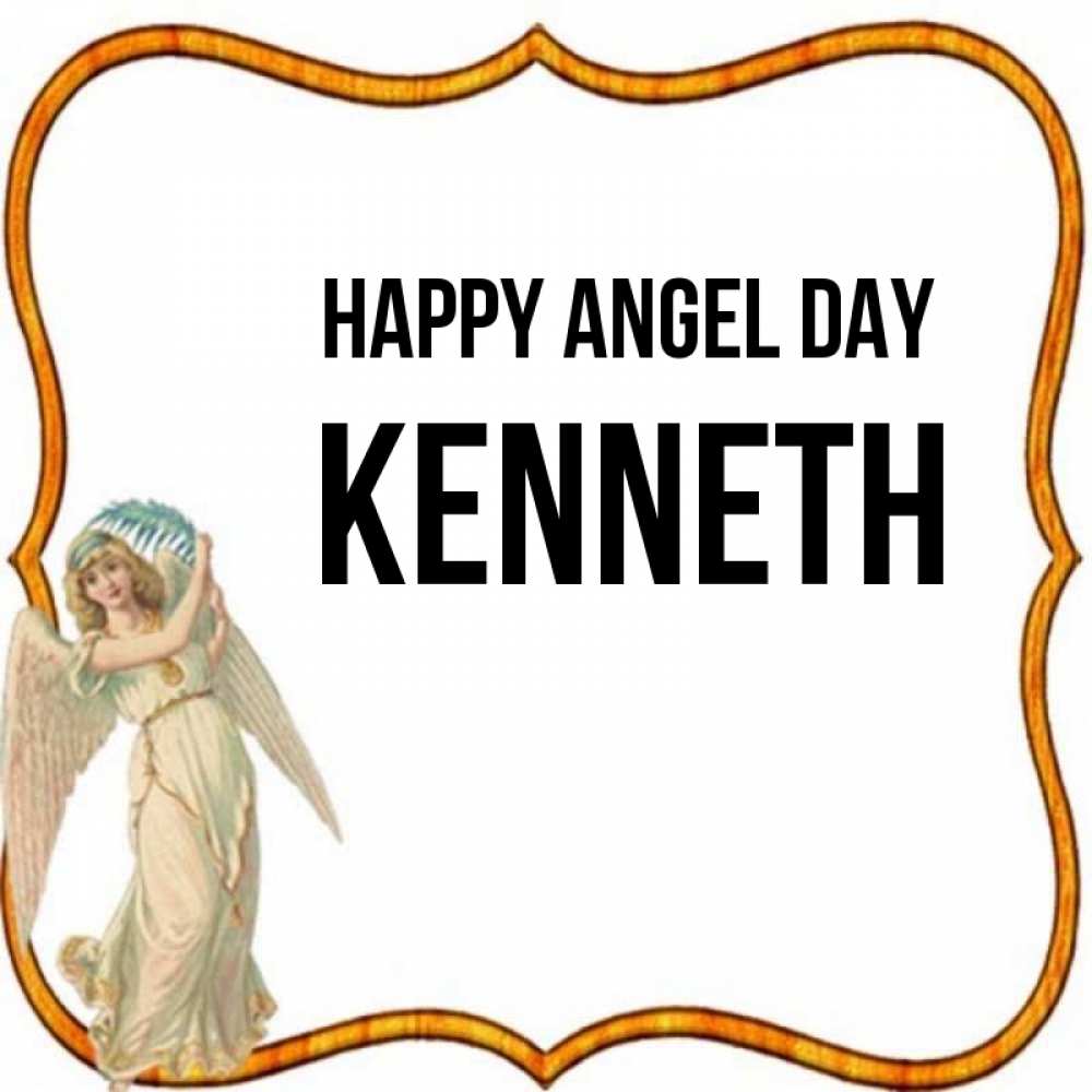 Greetings card с именем, Kenneth happy angel day рамочка простая Greetings with text for free download 