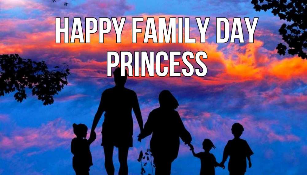 Greetings card с именем, Princess happy family day семья Greetings with text for free download 