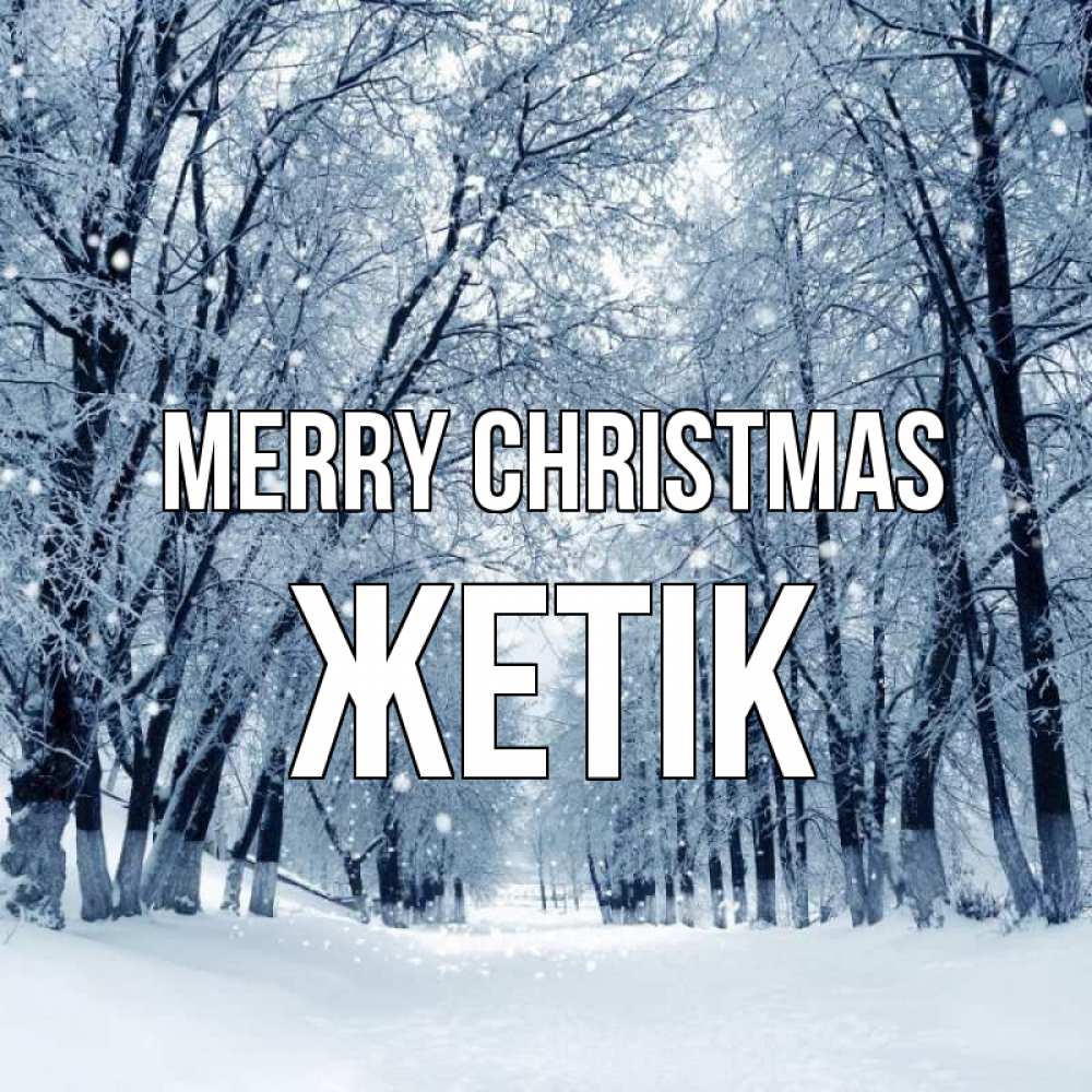 Greetings card с именем, Жетік Merry Christmas снег, лес, парк Greetings with text for free download 