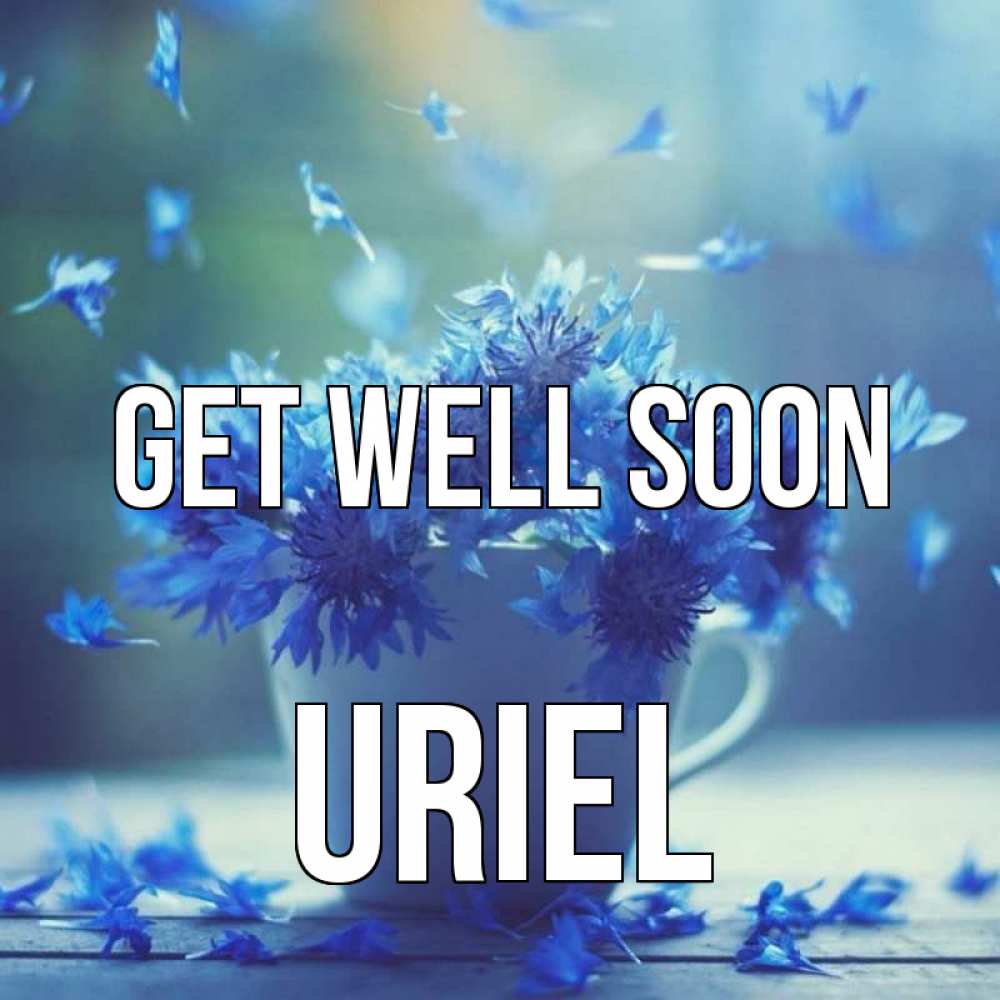 Greetings card с именем, Uriel Get well soon кружка с зельем и цветами Greetings with text for free download 