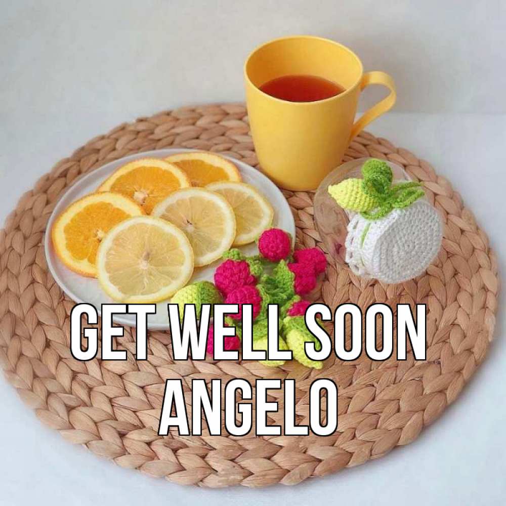 Greetings card с именем, Angelo Get well soon вязаные штучки Greetings with text for free download 