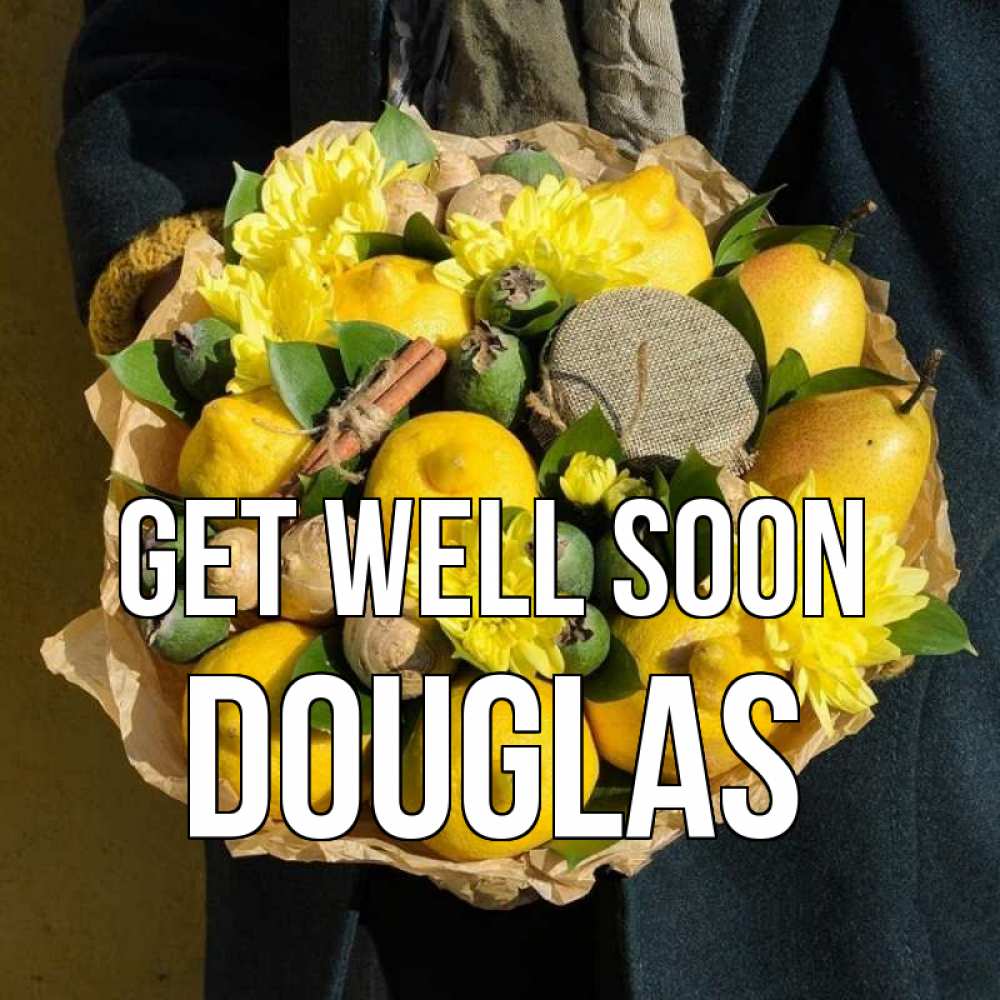 Greetings card с именем, Douglas Get well soon букет витаминов Greetings with text for free download 