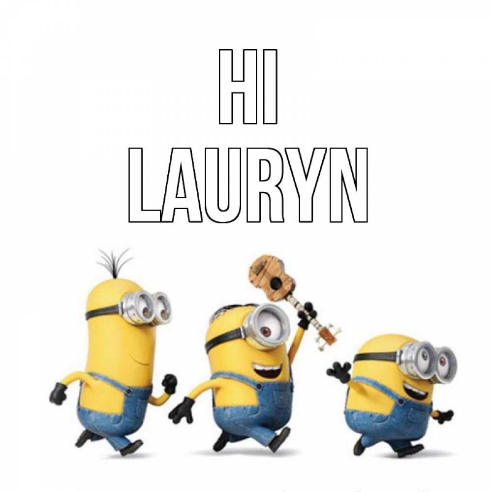 Greetings card с именем, Lauryn Hi веселые человечики Greetings with text for free download 