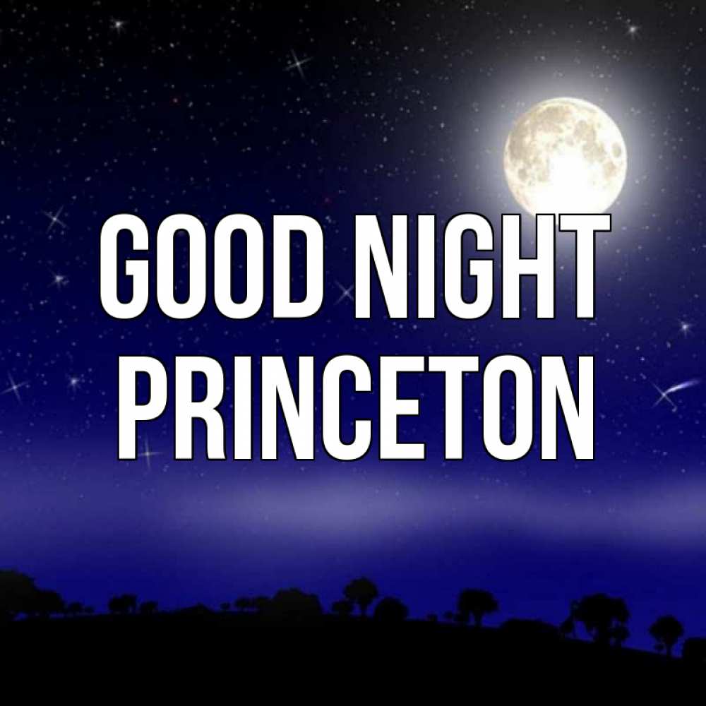 Greetings card с именем, Princeton Good night ночное небо и лесная опушка при свете луны Greetings with text for free download 