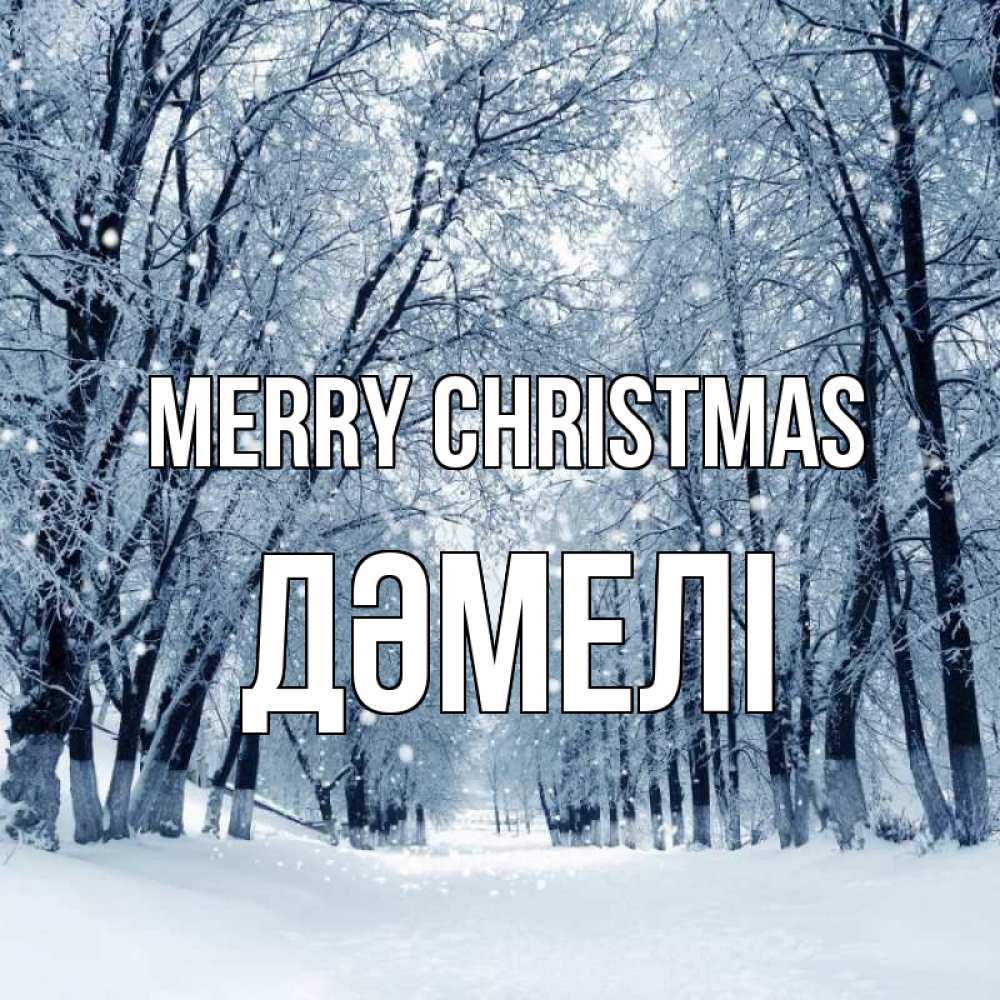 Greetings card с именем, ДӘМЕЛІ Merry Christmas снег, лес, парк Greetings with text for free download 