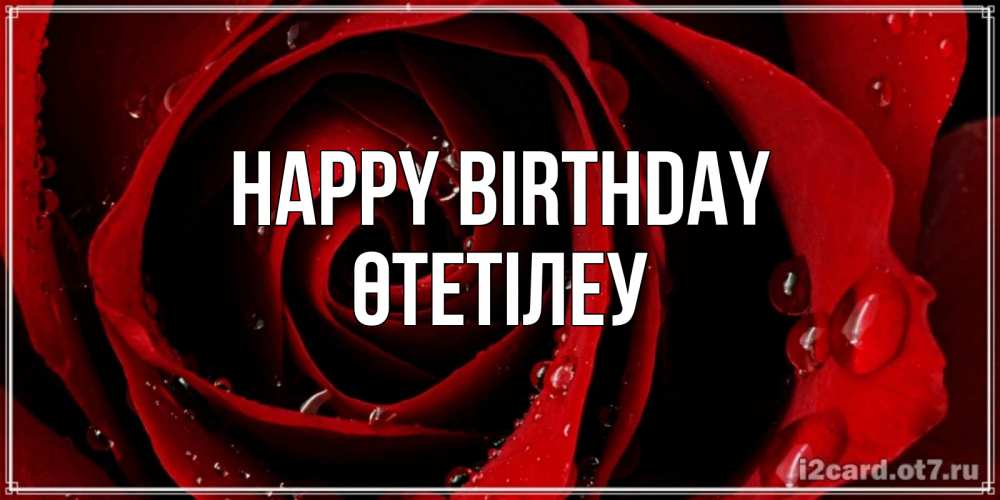 Greetings card с именем, ӨТЕТІЛЕУ Happy Birthday крупная бордовая роза Greetings with text for free download 