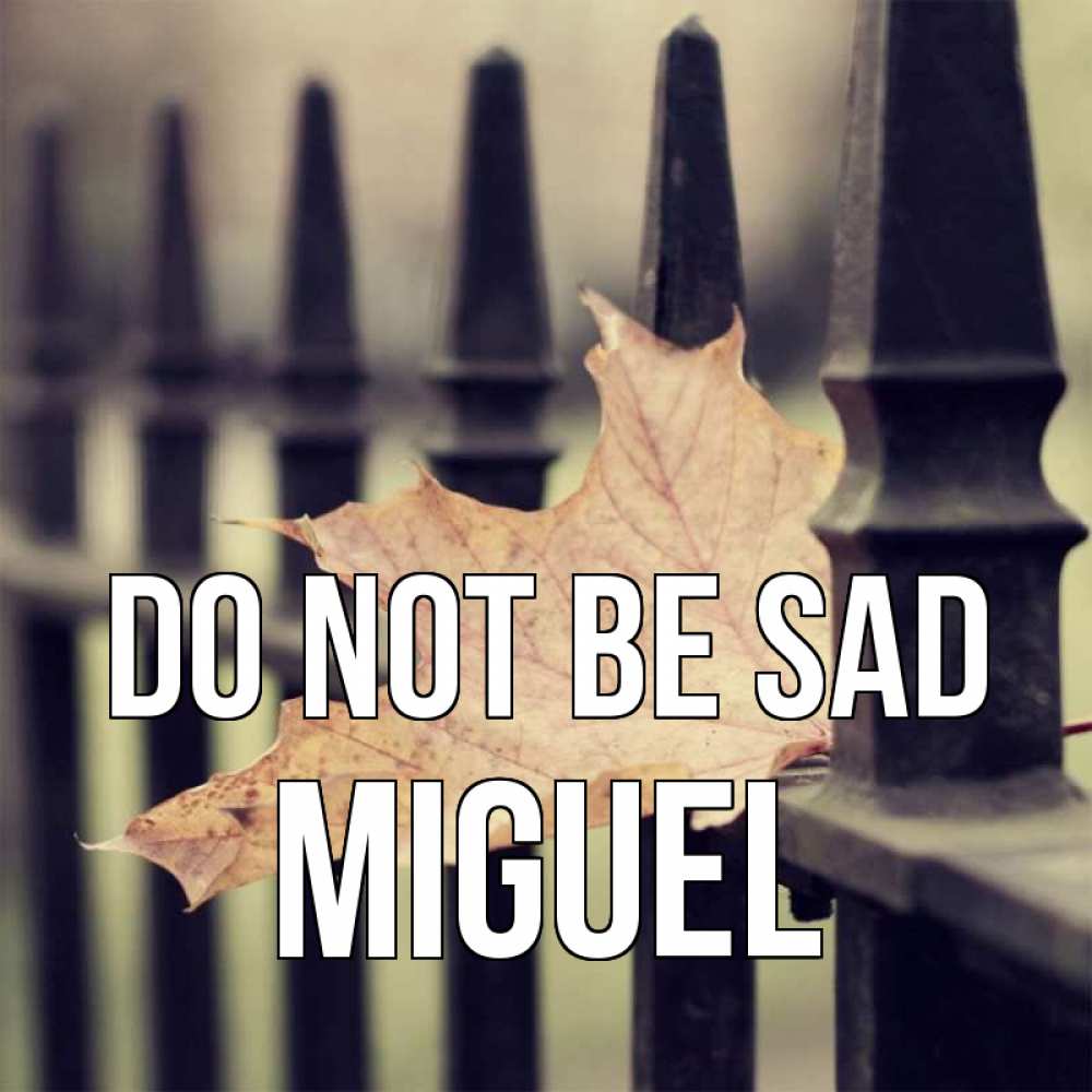Greetings card с именем, Miguel Do not be sad лист клена Greetings with text for free download 