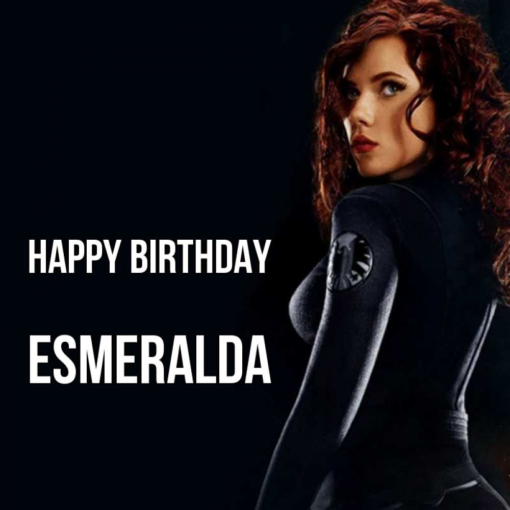 Greetings card с именем, Esmeralda Happy Birthday Марвел черная вдова Greetings with text for free download 
