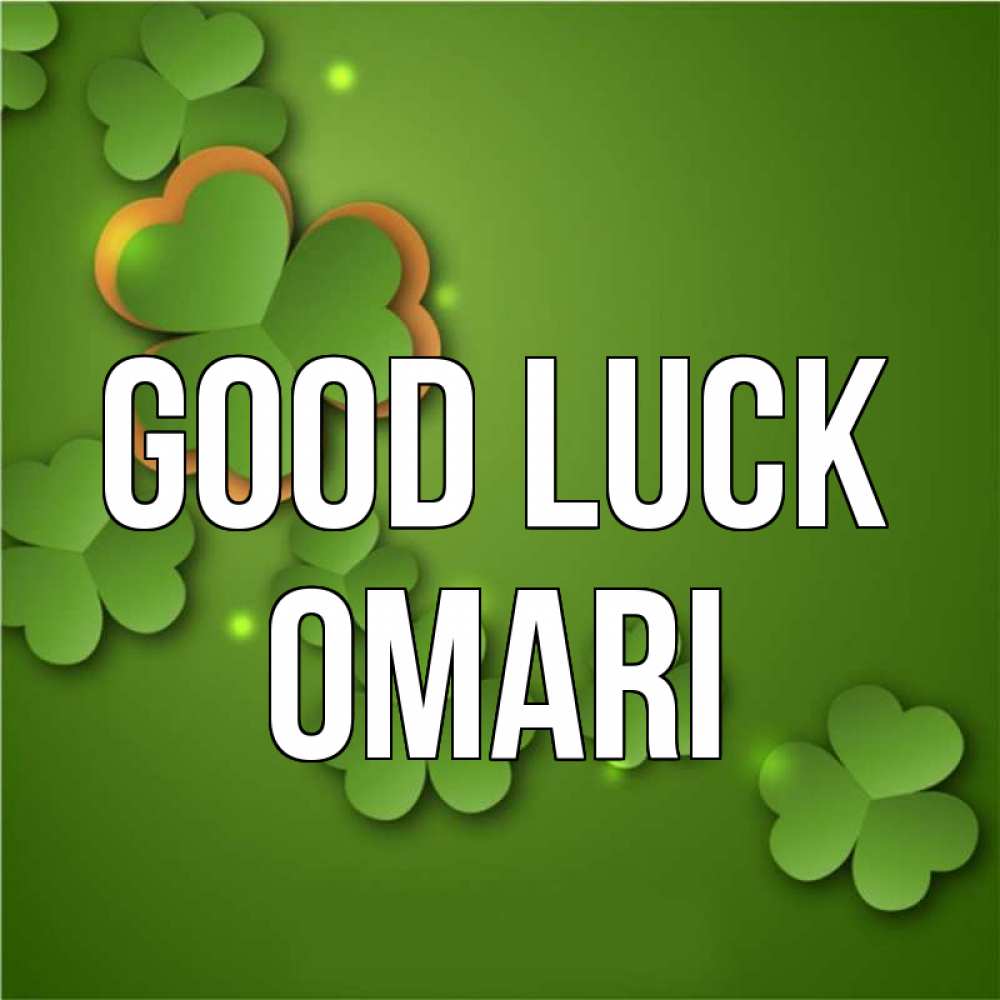 Greetings card с именем, Omari Good luck много трехлистных листочков клевера Greetings with text for free download 