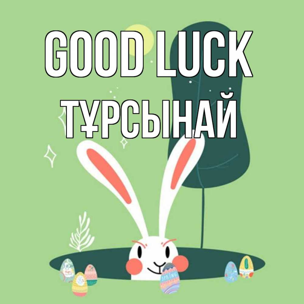 Greetings card с именем, ТҰРСЫНАЙ Good luck заяц Greetings with text for free download 