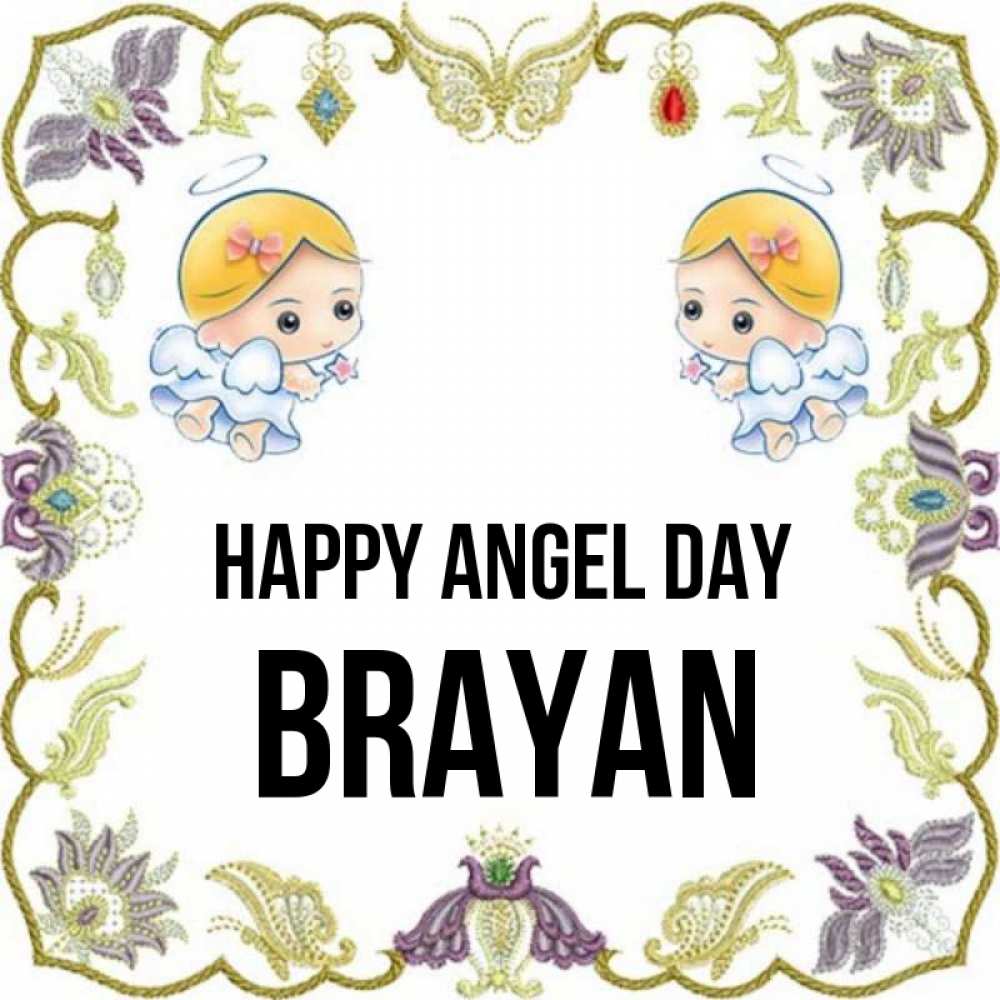 Greetings card с именем, Brayan happy angel day маленькие ангелы с крылышками Greetings with text for free download 