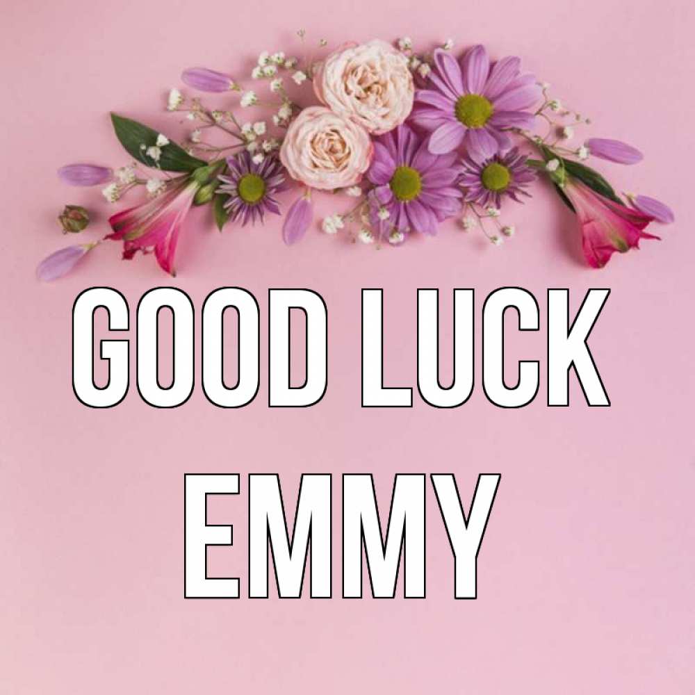 Greetings card с именем, Emmy Good luck розовый фон Greetings with text for free download 