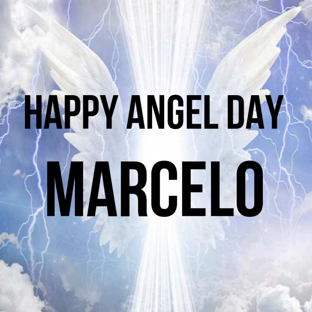 Greetings card с именем, Marcelo happy angel day молнии на небе и свет Greetings with text for free download 