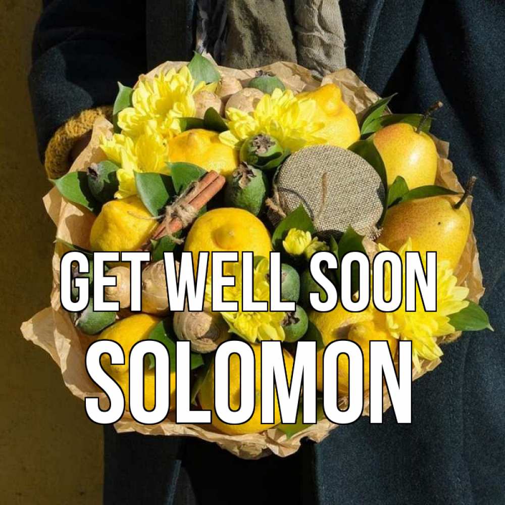Greetings card с именем, Solomon Get well soon букет витаминов Greetings with text for free download 