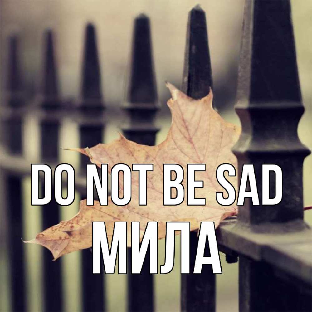 Greetings card с именем, Мила Do not be sad лист клена Greetings with text for free download 
