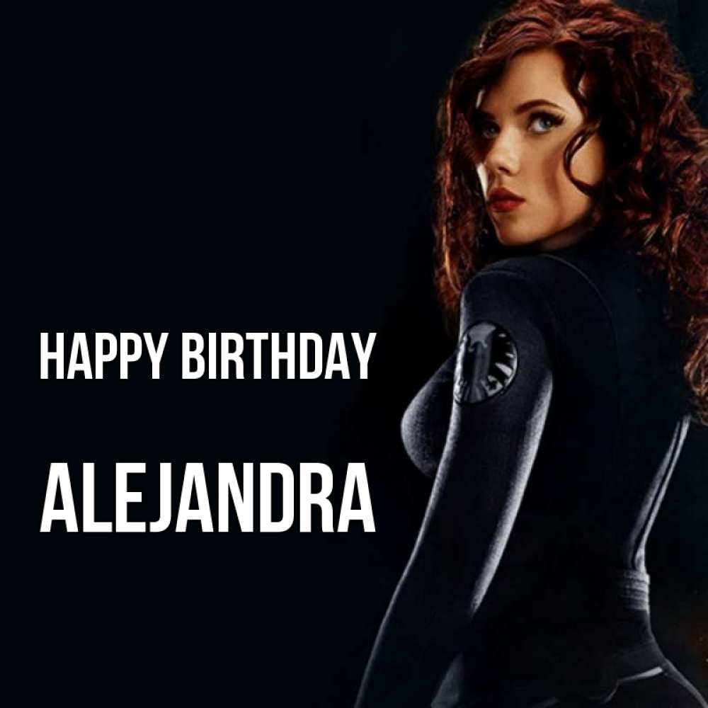 Greetings card с именем, Alejandra Happy Birthday Марвел черная вдова Greetings with text for free download 