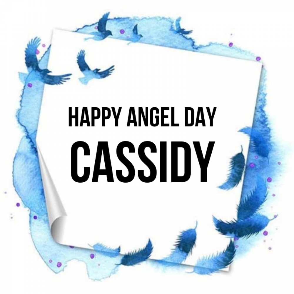 Greetings card с именем, Cassidy happy angel day красивые птицы летят Greetings with text for free download 