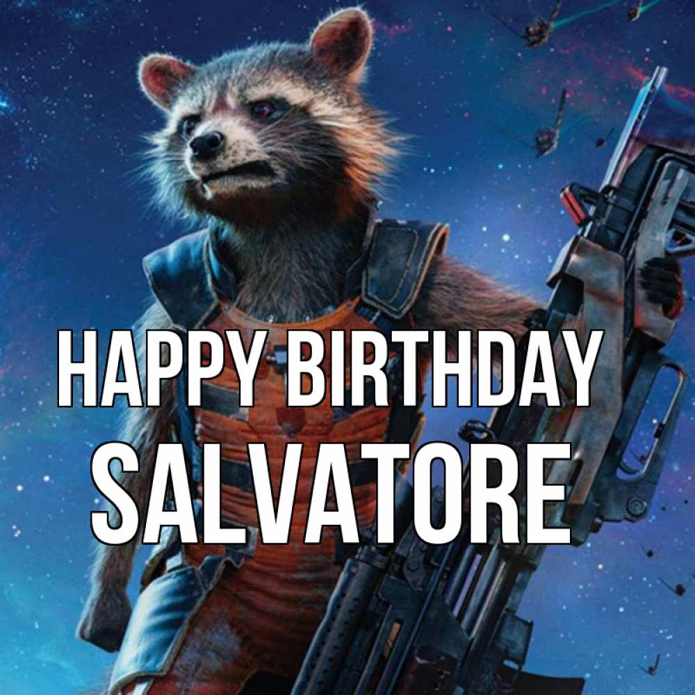 Greetings card с именем, Salvatore Happy Birthday реактивный Рокета Greetings with text for free download 