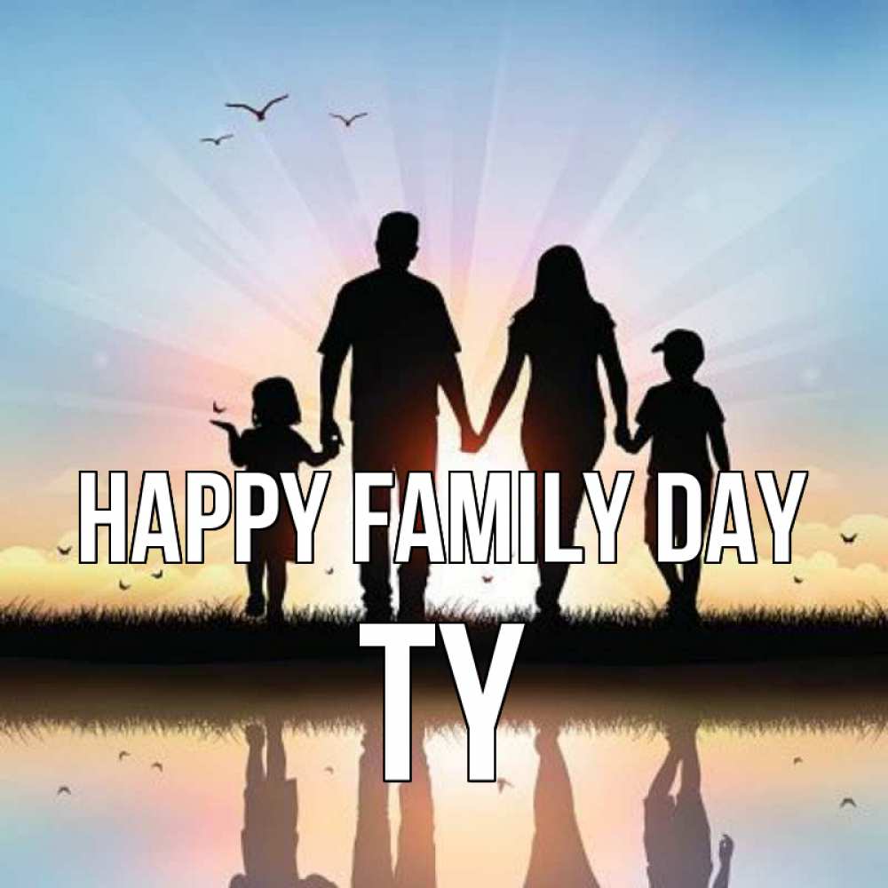 Greetings card с именем, Ty happy family day сын, дочка, мама, папа, море , закат Greetings with text for free download 