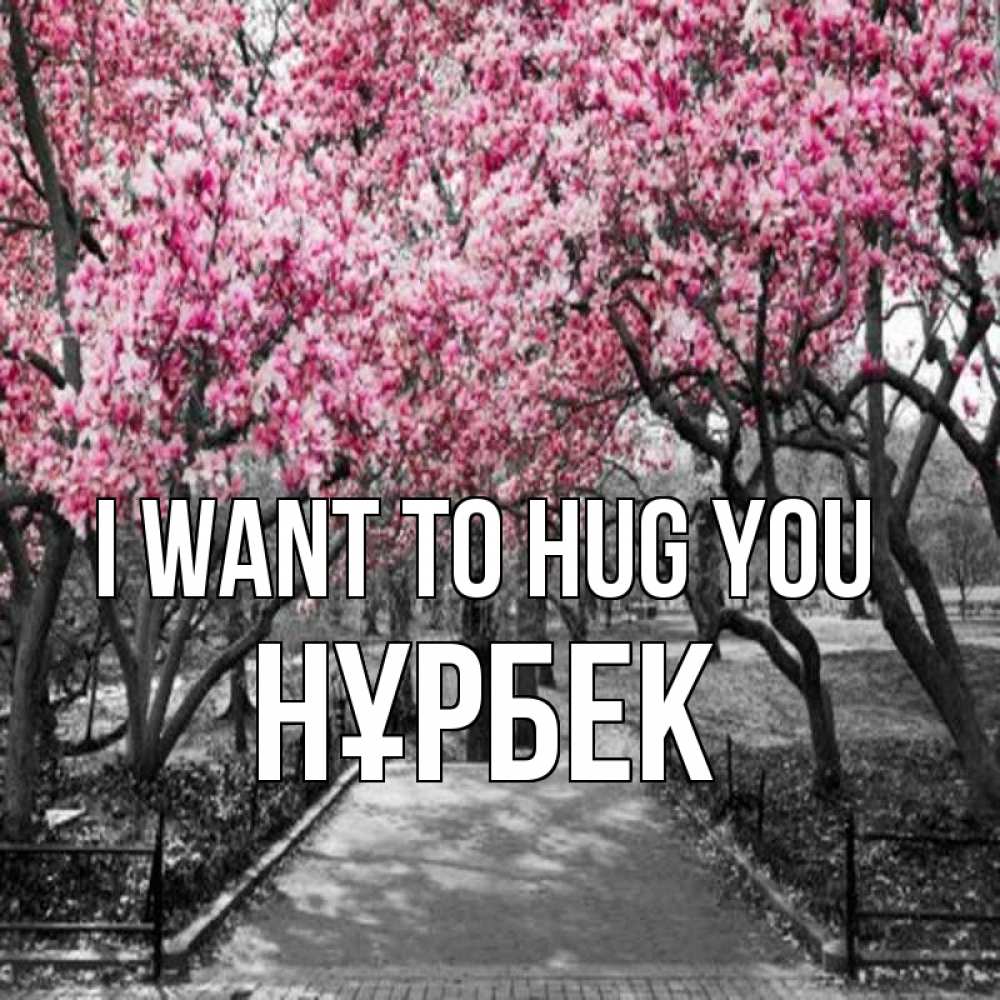 Greetings card с именем, НҰРБЕК I want to hug you обработанное фото Greetings with text for free download 