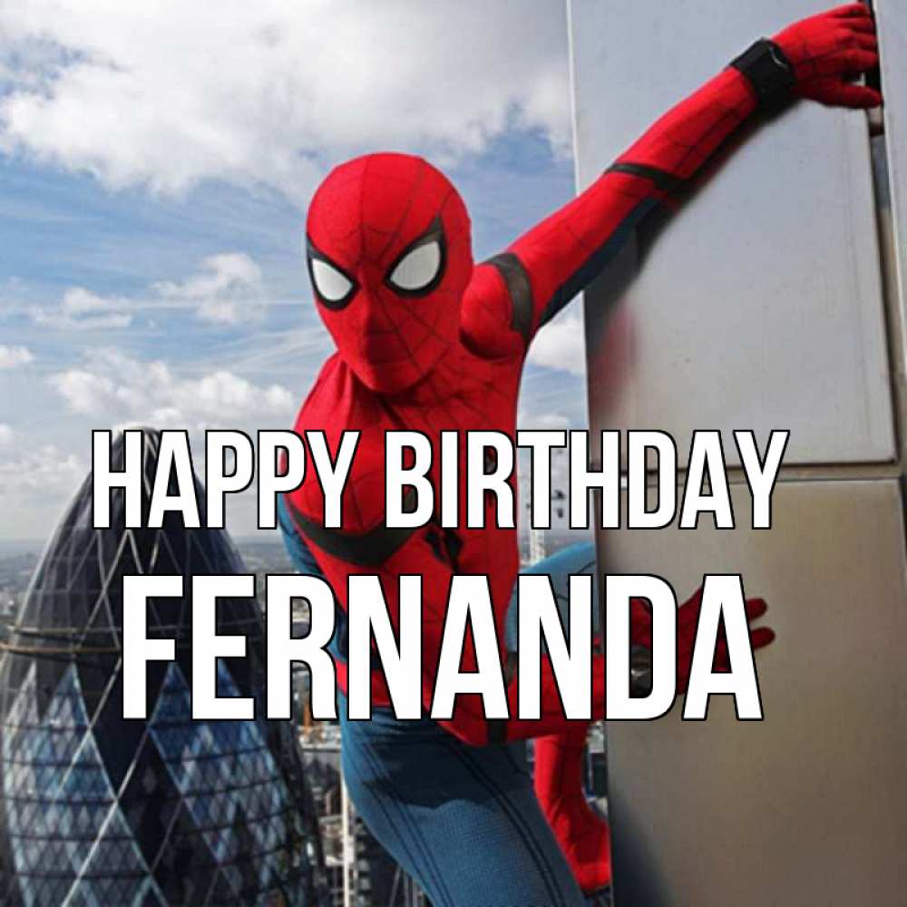 Greetings card с именем, Fernanda Happy Birthday Марвел Greetings with text for free download 