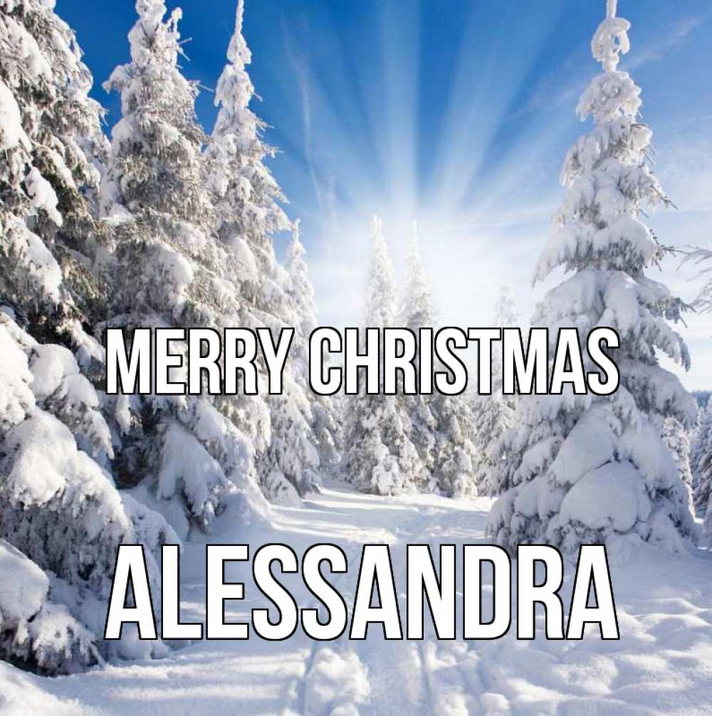 Greetings card с именем, Alessandra Merry Christmas зима, лес Greetings with text for free download 