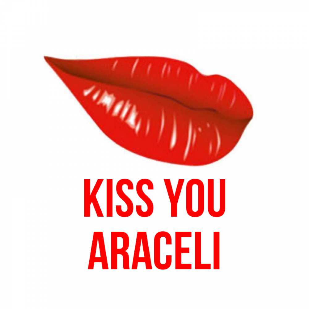 Greetings card с именем, Araceli Kiss you губы на открытке Greetings with text for free download 
