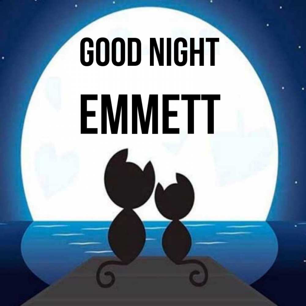 Greetings card с именем, Emmett Good night луна море мост Greetings with text for free download 