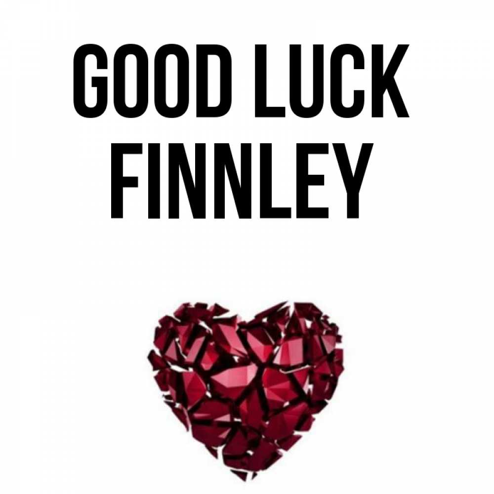 Greetings card с именем, Finnley Good luck бордовое из кристаллов  1 Greetings with text for free download 
