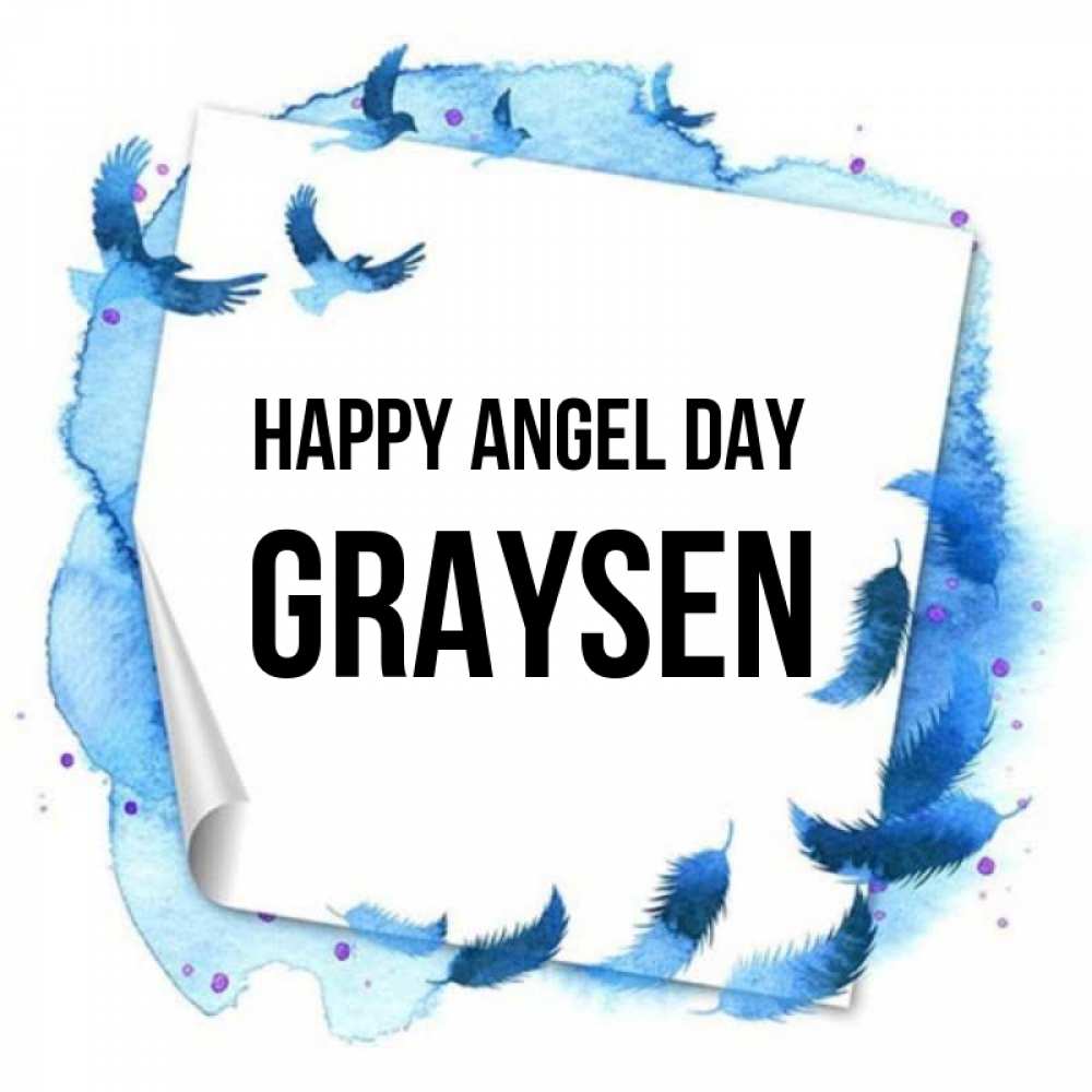Greetings card с именем, Graysen happy angel day красивые птицы летят Greetings with text for free download 