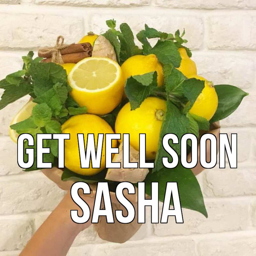 Greetings card с именем, Sasha Get well soon витамины Greetings with text for free download 