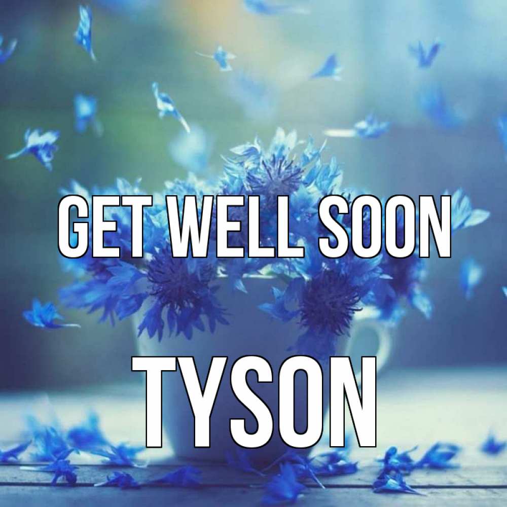 Greetings card с именем, Tyson Get well soon кружка с зельем и цветами Greetings with text for free download 