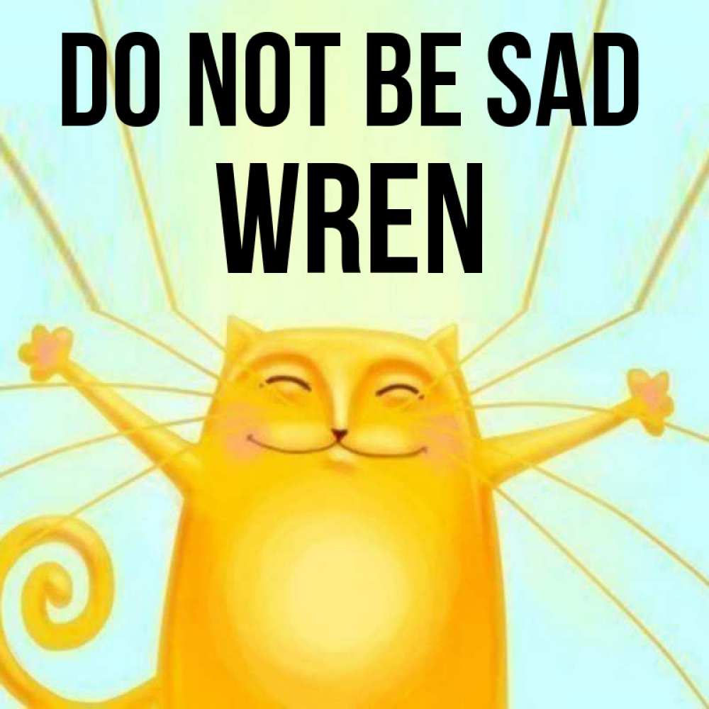 Greetings card с именем, Wren Do not be sad обнимашки усатые Greetings with text for free download 