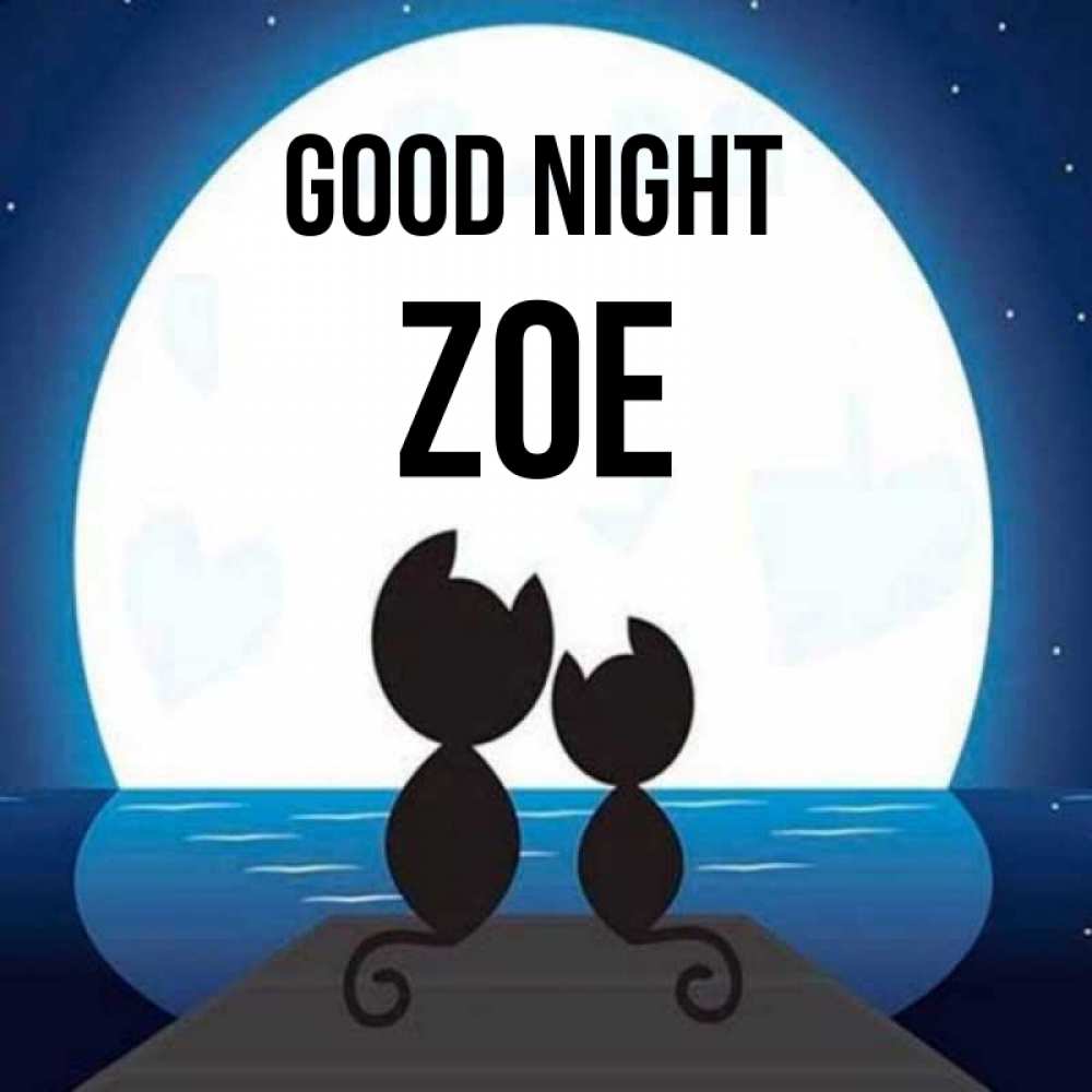 Greetings card с именем, Zoe Good night луна море мост Greetings with text for free download 