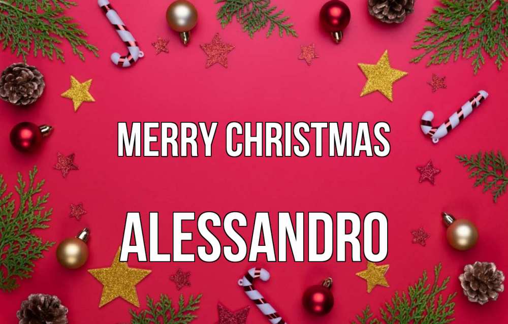 Greetings card с именем, Alessandro Merry Christmas с рождеством Greetings with text for free download 