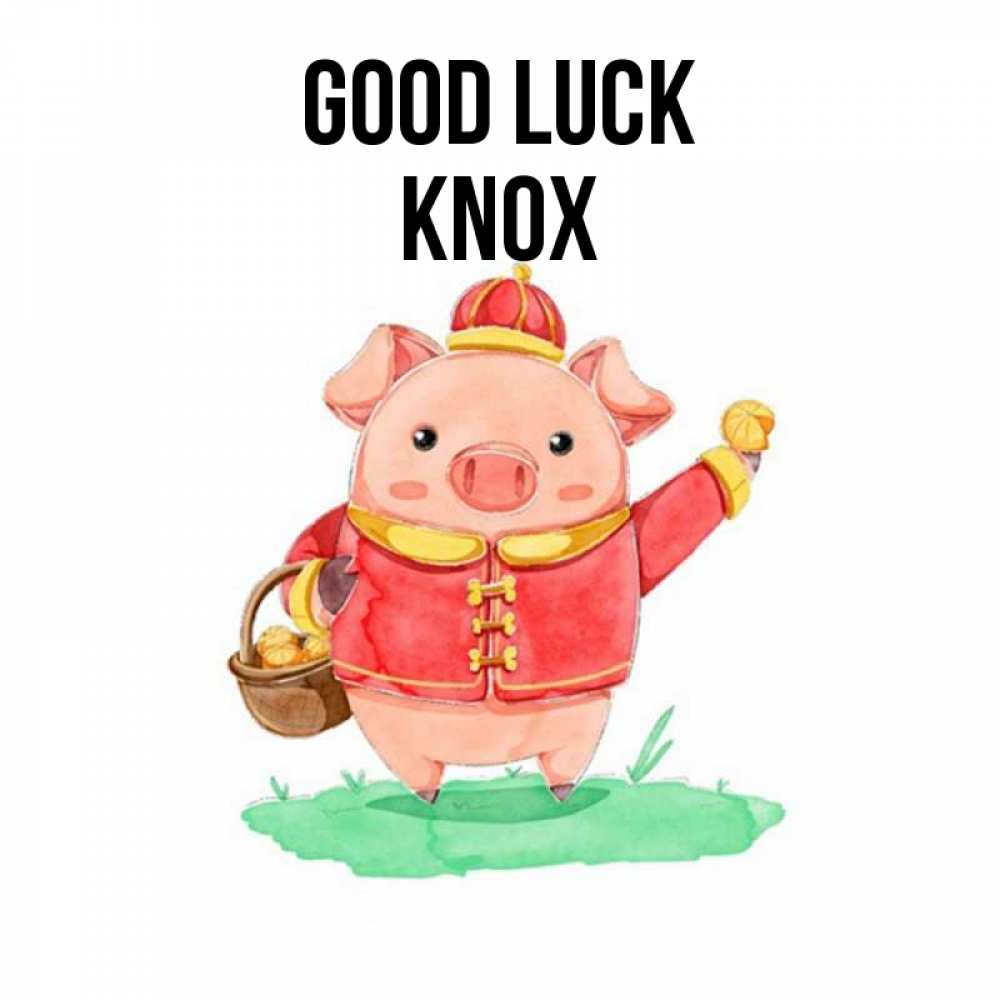 Greetings card с именем, Knox Good luck поросенок Greetings with text for free download 