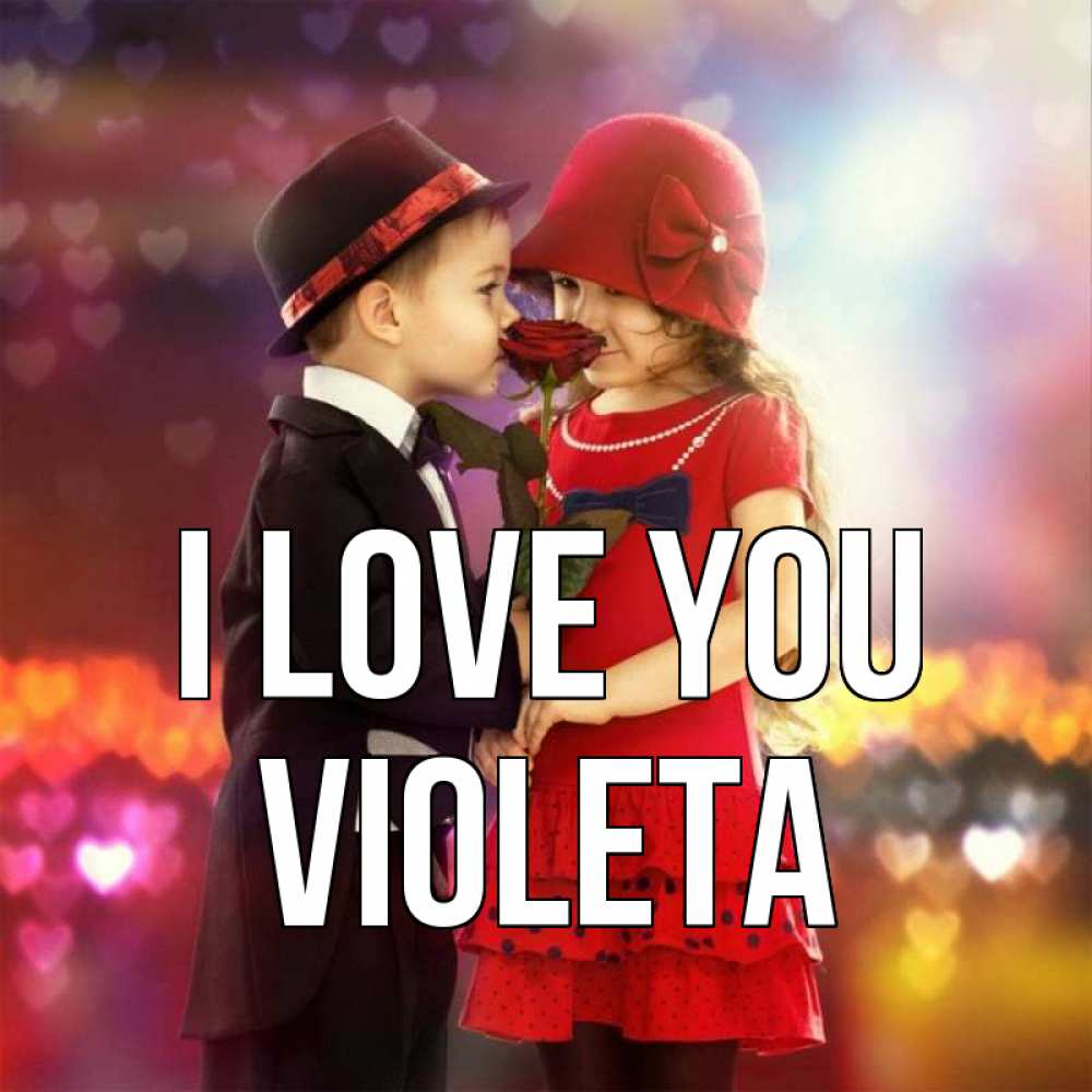 Greetings card с именем, Violeta I love you черное и красное и роза Greetings with text for free download 