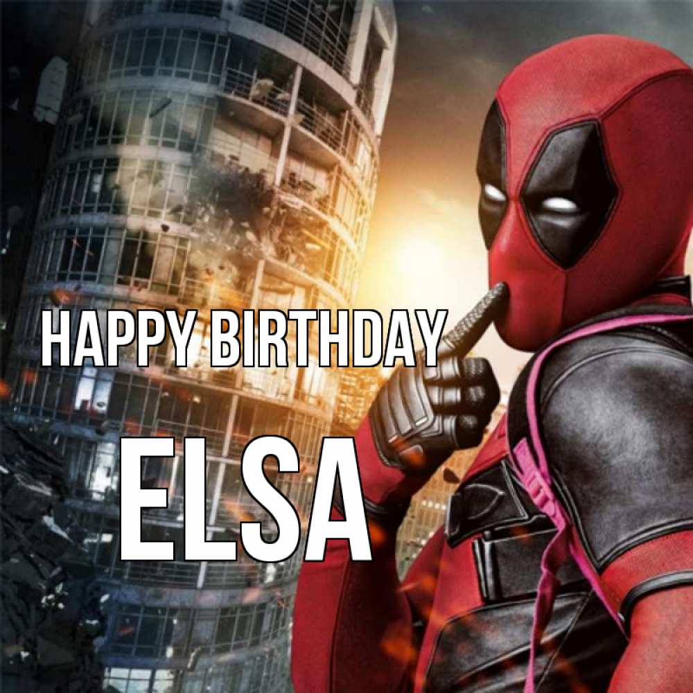 Greetings card с именем, Elsa Happy Birthday с супергероями Greetings with text for free download 