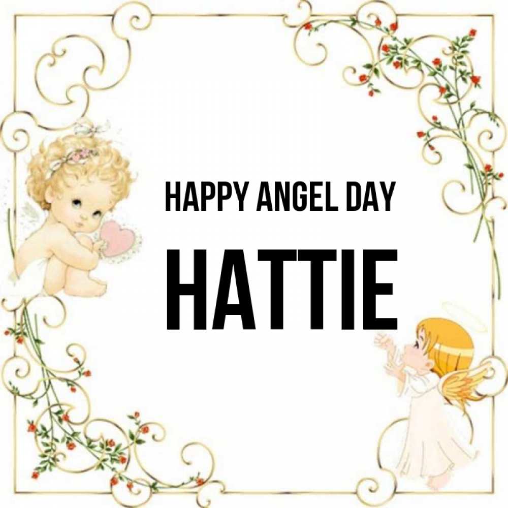 Greetings card с именем, Hattie happy angel day ангелы желают прекрасных именин Greetings with text for free download 
