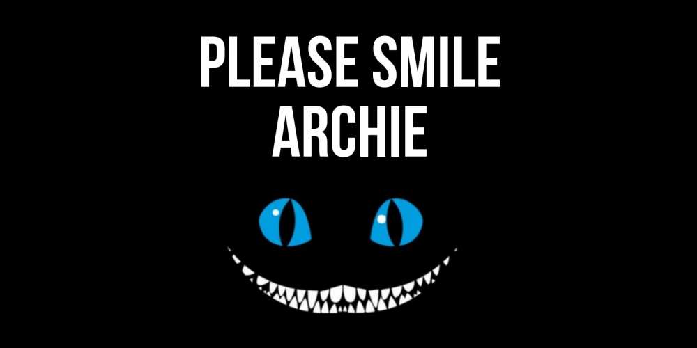 Greetings card с именем, Archie Please smile кот улыбается Greetings with text for free download 