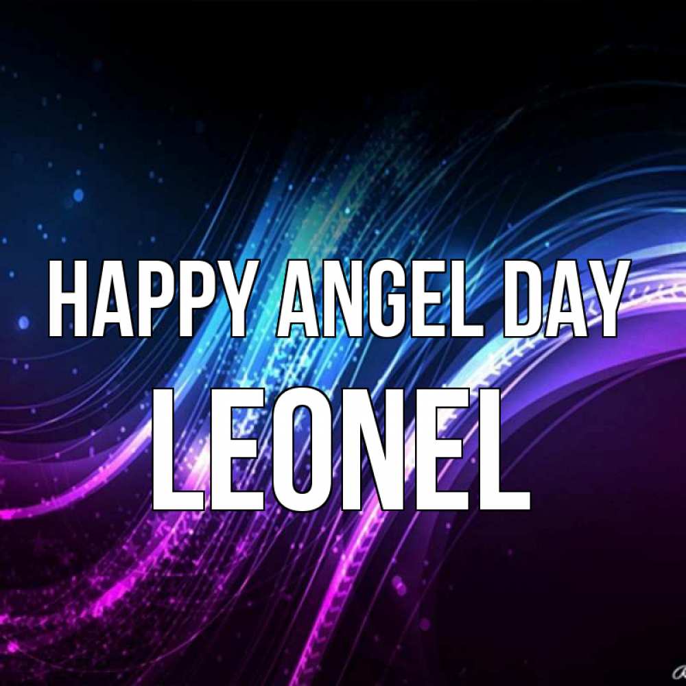 Greetings card с именем, Leonel happy angel day фиолетовый фон Greetings with text for free download 